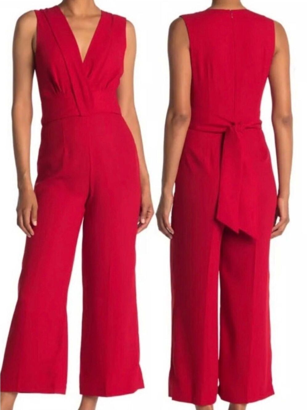 Club Monaco Red Sleeveless V-Neck Tie-Back Jumpsuit Sz 0 NWT